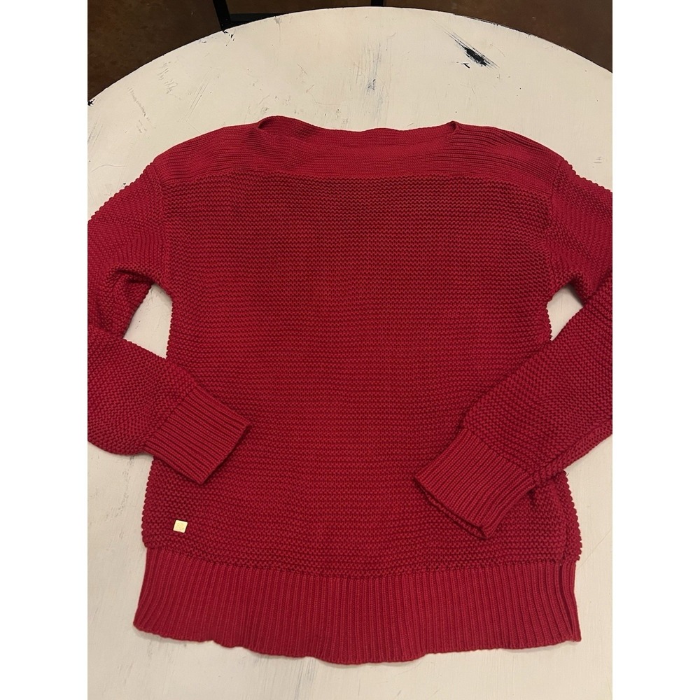 LAUREN RALPH LAUREN Red Chunky Open Knit Sweater‎ Lightweight Acrylic Medium